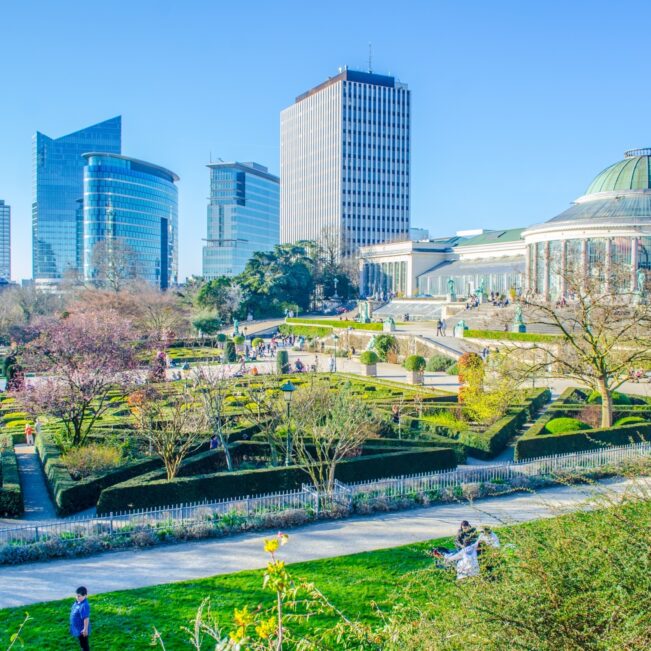 The,Jardin,Botanique,And,Modern,Skyscrapers,In,Brussels,,Belgium